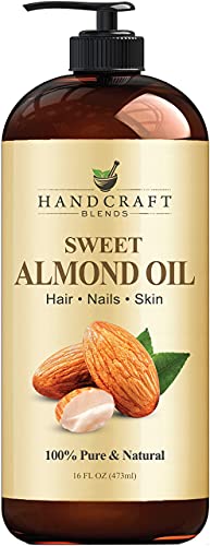 Handcraft Sweet Almond Oil - 100% Pure and Natural - Premium Therapeutic Grade Carrier Oil for Aromatherapy, Massage, Moisturizing Skin and Hair - Hug