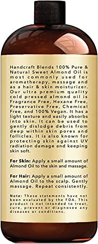 Handcraft Sweet Almond Oil - 100% Pure and Natural - Premium Therapeutic Grade Carrier Oil for Aromatherapy, Massage, Moisturizing Skin and Hair - Hug thumbnail