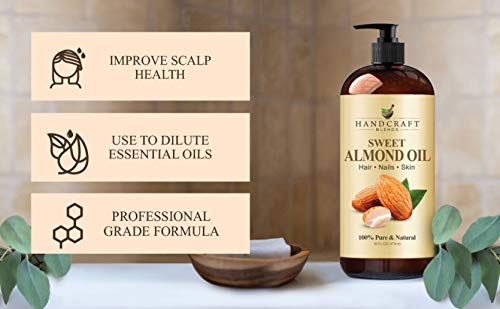 Handcraft Sweet Almond Oil - 100% Pure and Natural - Premium Therapeutic Grade Carrier Oil for Aromatherapy, Massage, Moisturizing Skin and Hair - Hug thumbnail