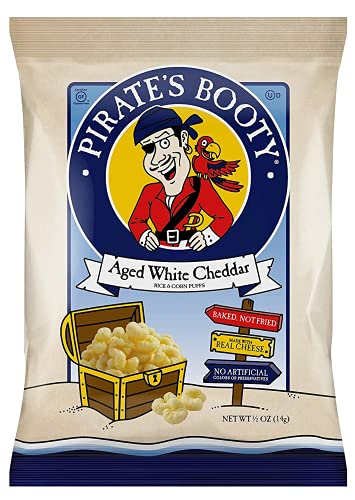 Pirate's Booty Aged White Cheddar Cheese Puffs, 24ct, 0.5oz Snack Size Bags, Gluten Free, Healthy Kids Snacks, 100 Calorie Snack Packs thumbnail