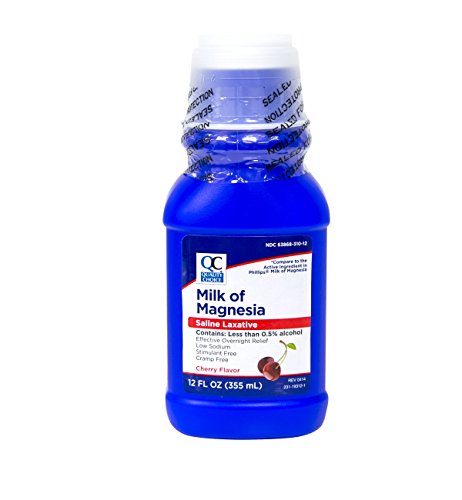 Quality Choice Milk of Magnesia Cherry Flavor 12 Fl Oz (335ml), Plastic Bottle (Pack of 6)