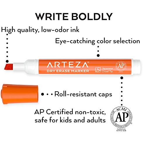 Arteza Dry Erase Markers  Bulk Pack of 52  Chisel Tip  12 Assorted Colors with Low-Odor Ink  Whiteboard Pens  Office Supplies for Back to School thumbnail