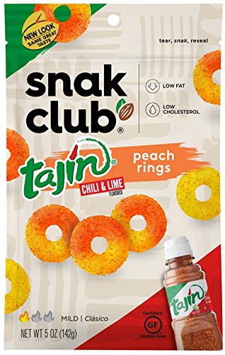 Snak Club, Tajin Chili and Lime Peach Rings, 5 Oz (Case of 6)