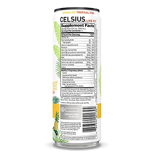 Celsius Energy Drink Sparkling Tropical Vibe 12 Fl Oz Each / Pack of 12 thumbnail