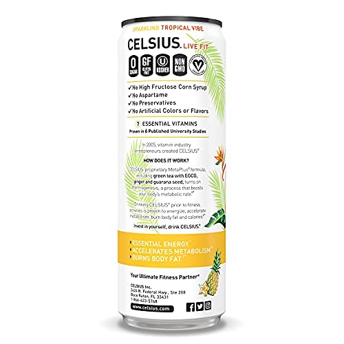 Celsius Energy Drink Sparkling Tropical Vibe 12 Fl Oz Each / Pack of 12 thumbnail