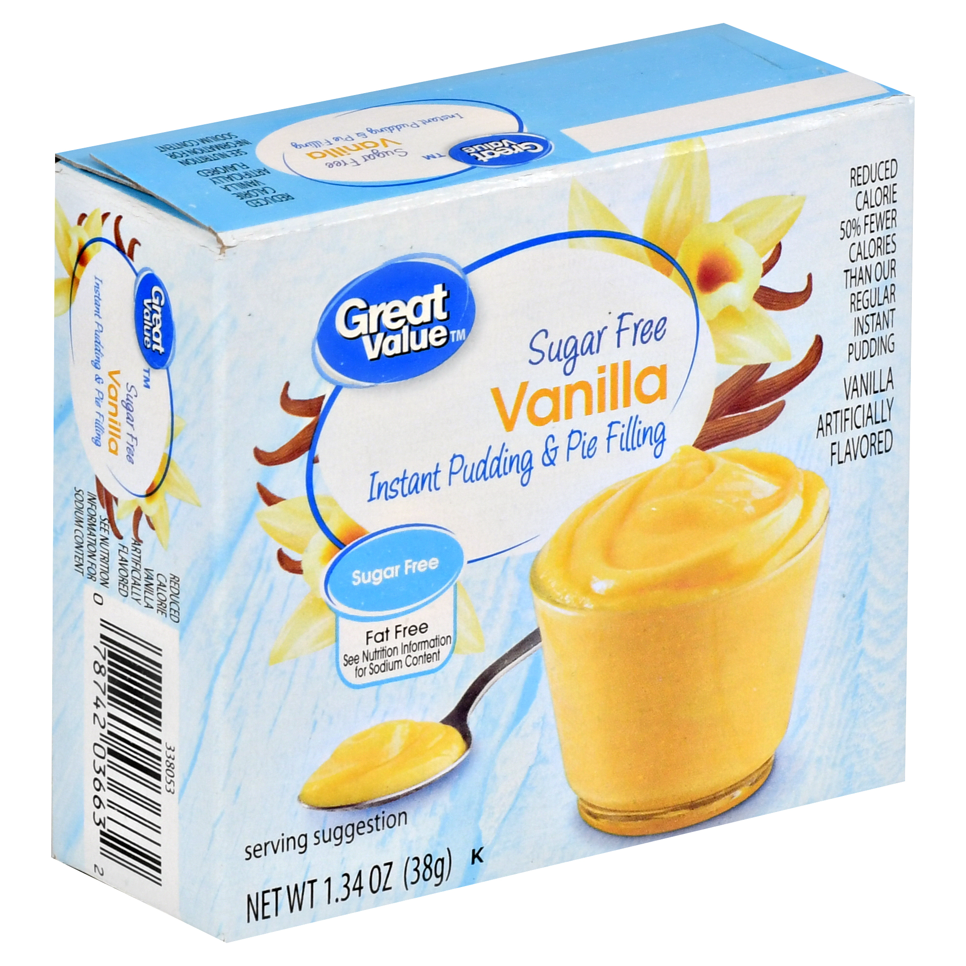 (5 Pack) Great Value Instant Pudding & Pie Filling, Vanilla, Sugar Free, 1.34 Oz