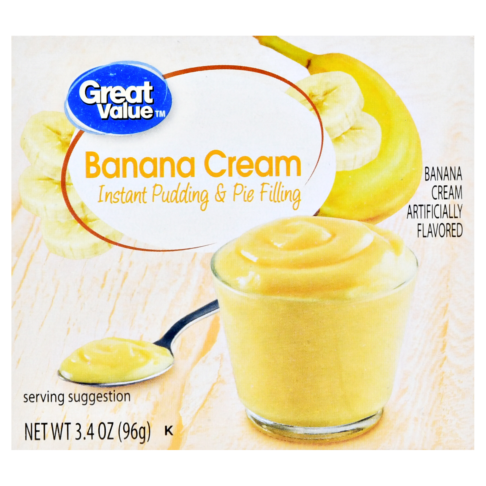 Great Value Banana Cream Instant Pudding & Pie Filling, 3.4 Oz Image