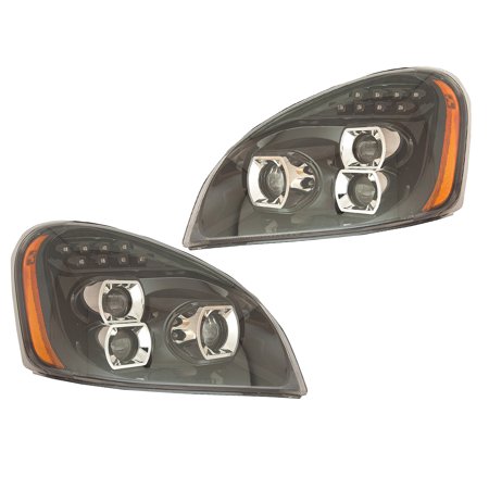 APA Replacement Headlight for 08 09 10 11 12 13 14 15 16 17 2008-2017 Cascadia LED Projector Pair Passenger Right RH Driver Left LH Side