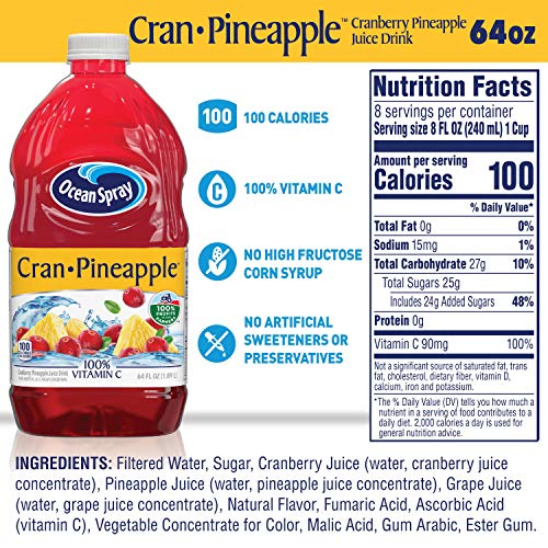 Ocean Spray Cran-Pineapple Juice Bottle, 64 Ounce (Pack of 8) thumbnail