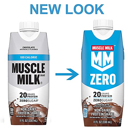 Muscle Milk Zero, 100 Calorie Protein Shake, Chocolate, 20g Protein, 11 Fl Oz, 12 Pack (Packaging May Vary) thumbnail