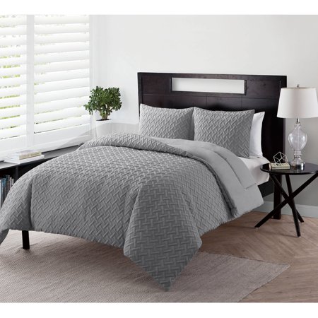 vcny nina ii embossed comforter set, gray
