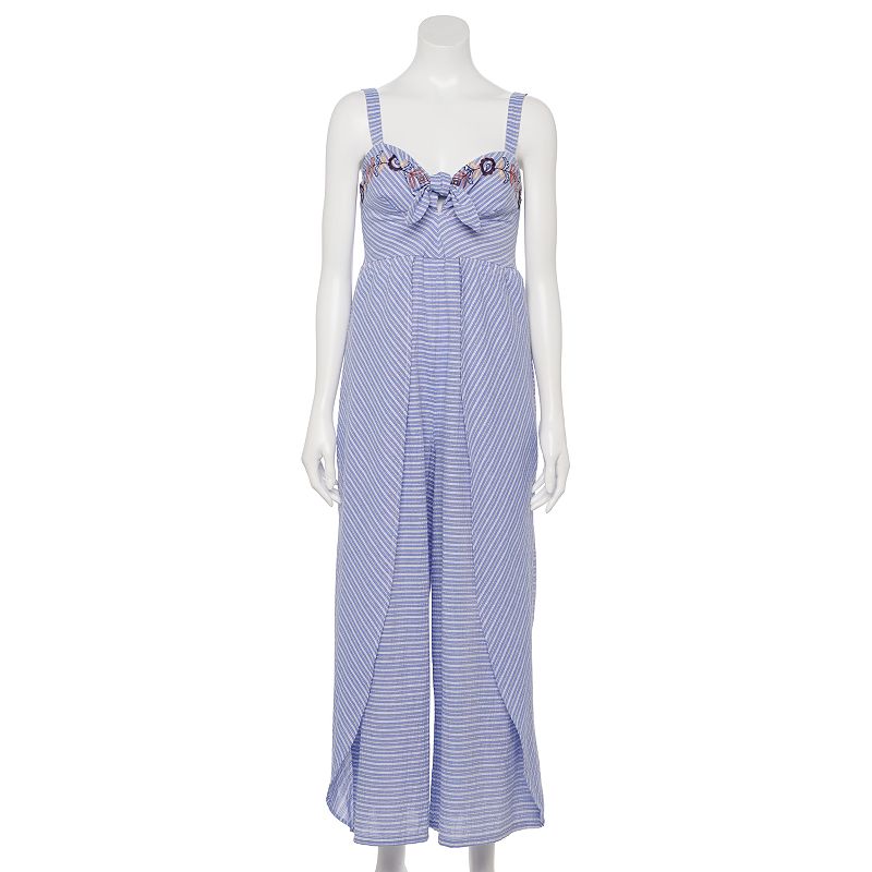 Juniors' Hint of Mint Tulip Jumpsuit, Women's, Size: Large, Light Blue
