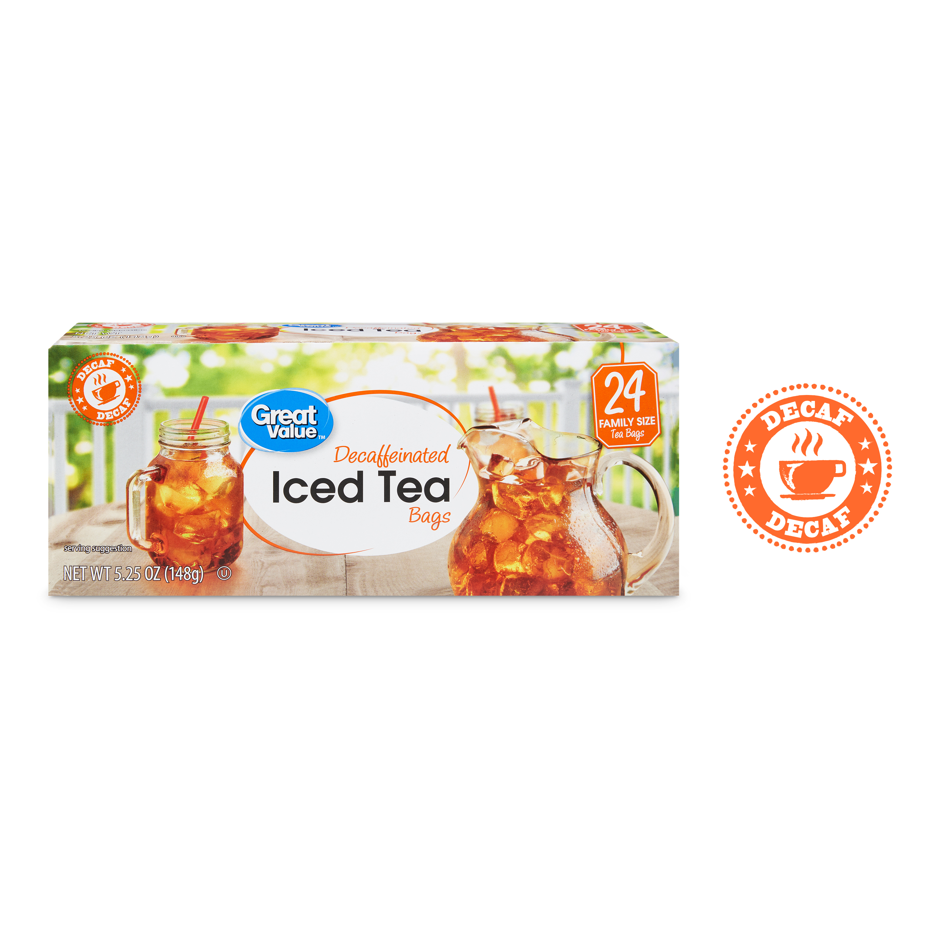 Great Value Decaffeinated Iced Tea, Tea Bags, 24 Ct Image