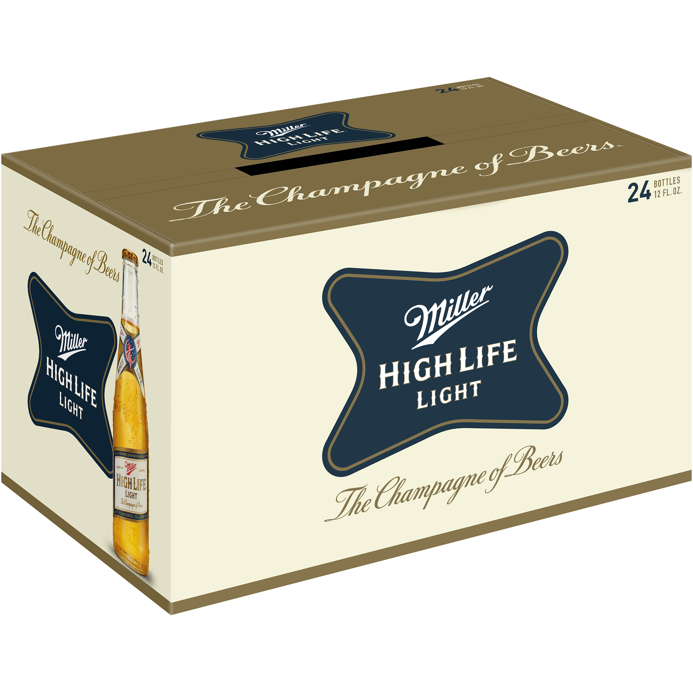 Miller High Life Light Beer, American Light Lager, 24 Pack Light Beer, 12 Fl. Oz. Bottles, 4.1% ABV