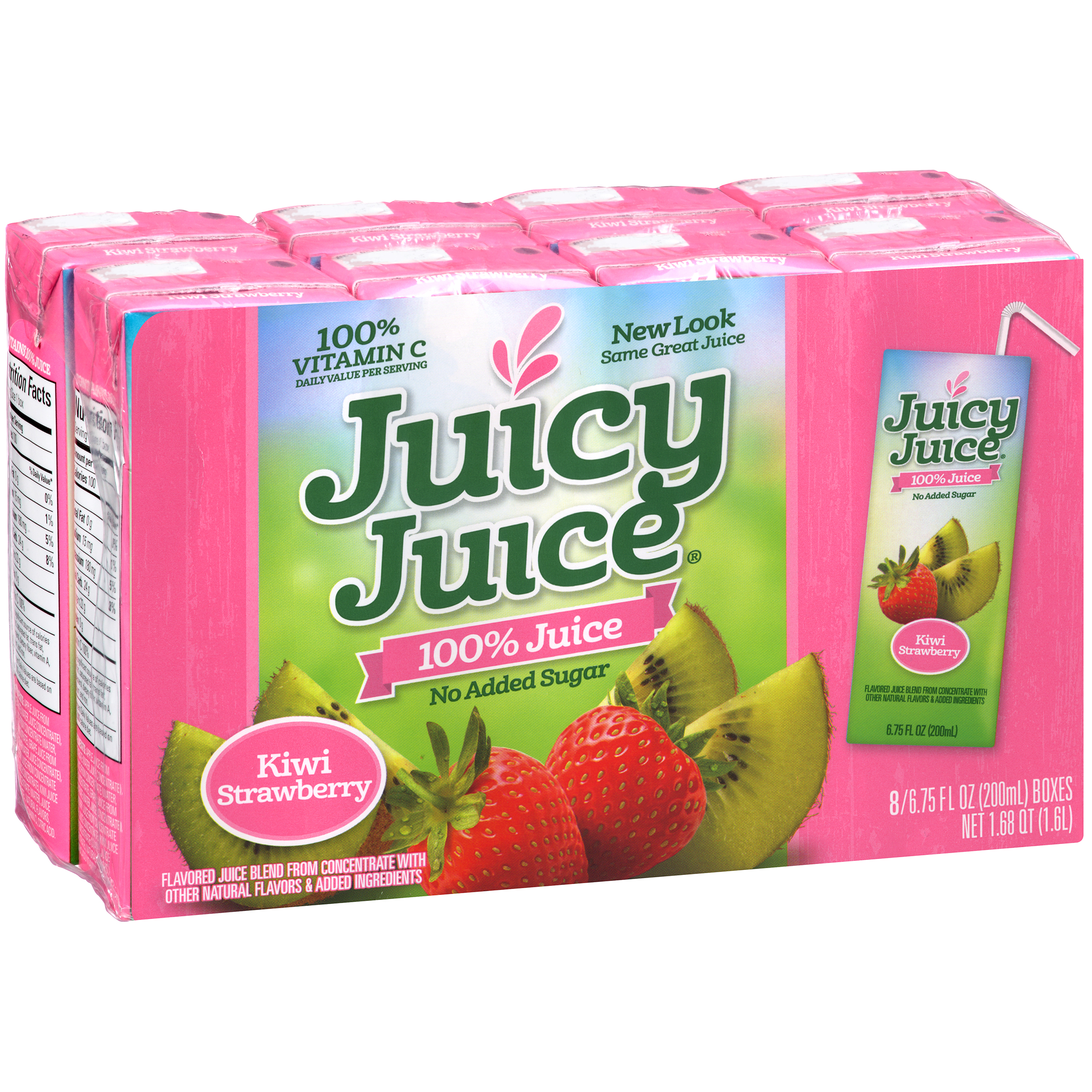 Juicy Juice 100% Juice  Kiwi Strawberry  8 Count  6.75 FL Oz Juice Boxes