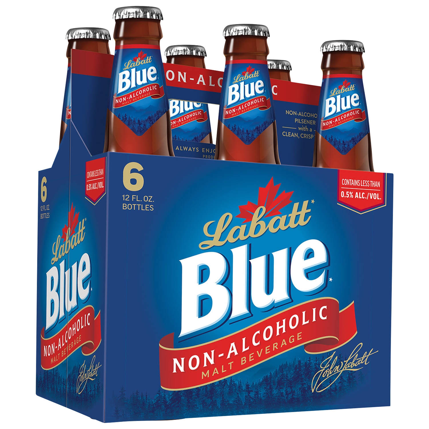 Labatt Blue Non-Alcoholic Malt Beverage, 12 Fl. Oz, 6 Pack Bottles
