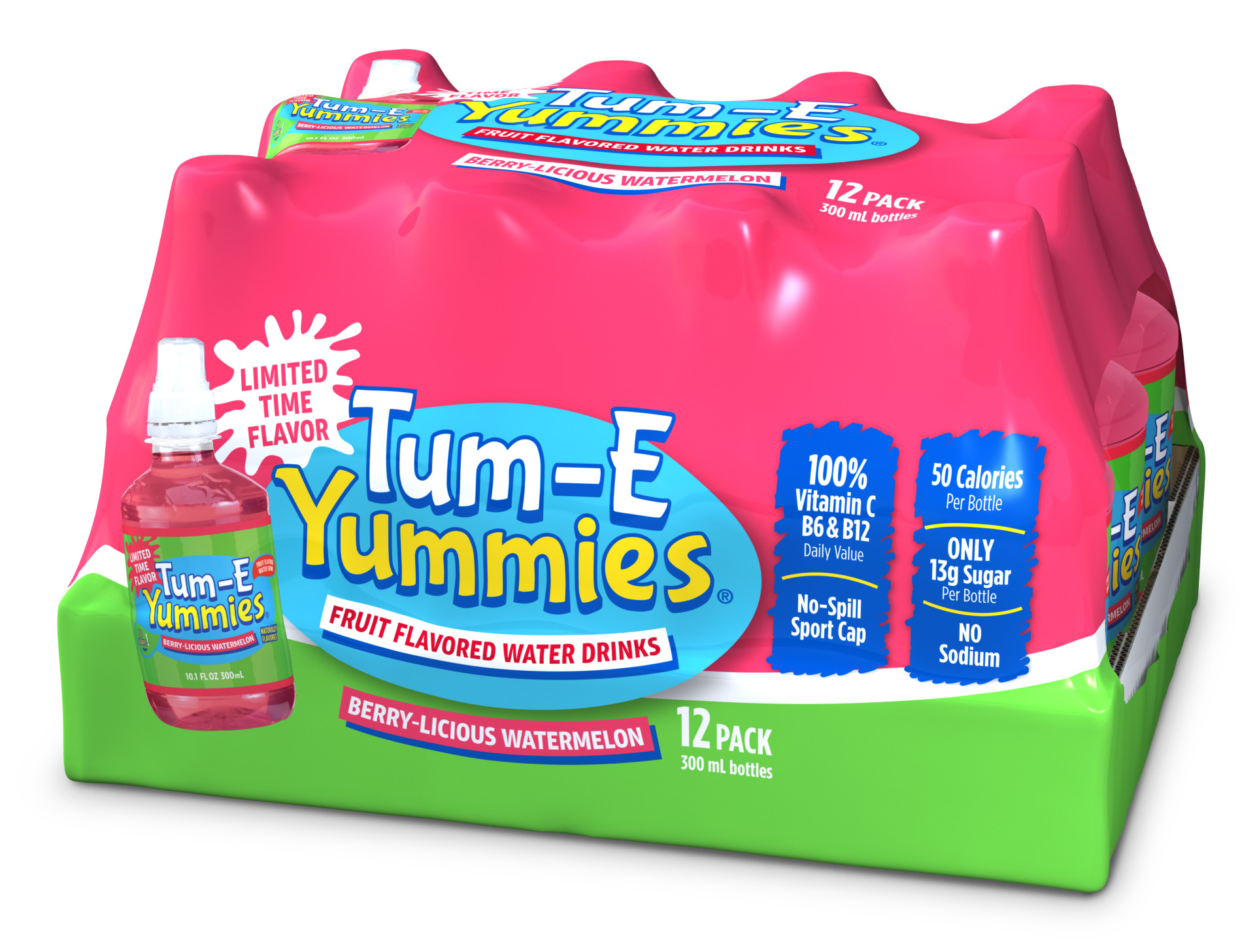 Tum-E Yummies Berry-Licious Watermelon Fruit Flavored Water Drink, 10.1 Fl. Oz.