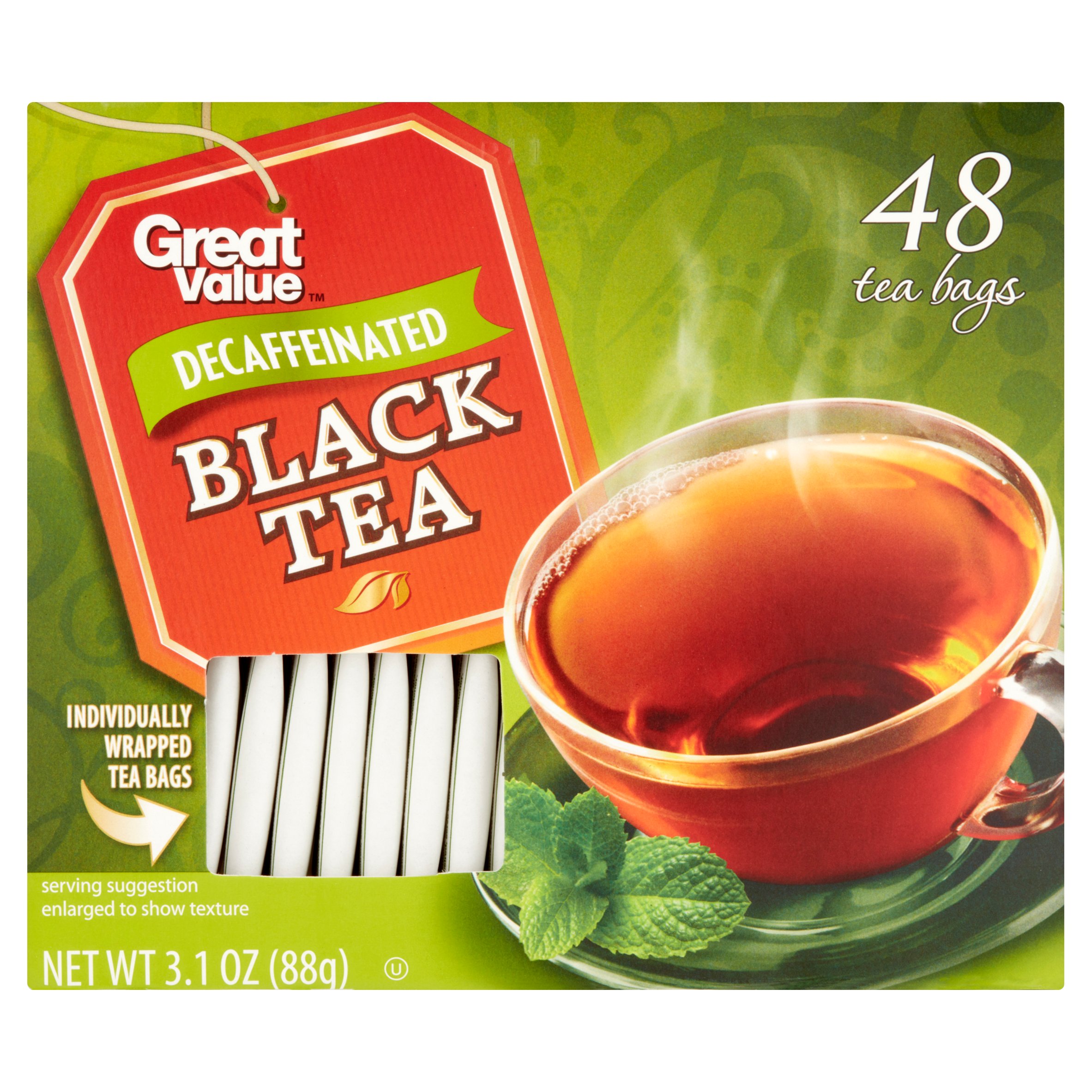 (3 Boxes) Great Value Decaf Black Tea Bags, 3.1 Oz, 48 Count