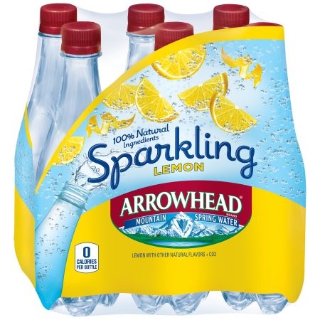 Arrowhead Sparkling Natural Spring Water, Lemon, 16.9 Fl Oz, 24 Count