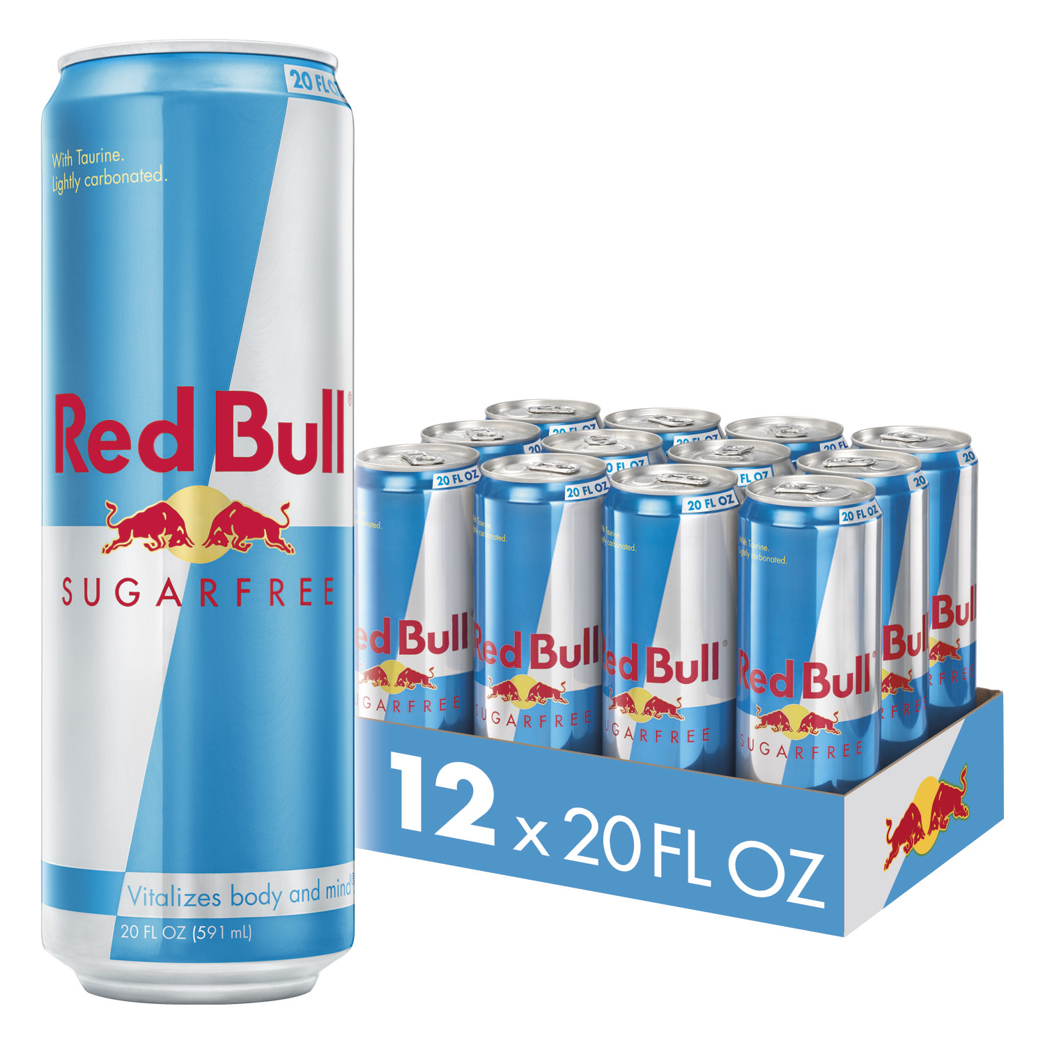 Red Bull Sugar Free Energy Drink  20 Fl Oz  Pack of 12 Cans