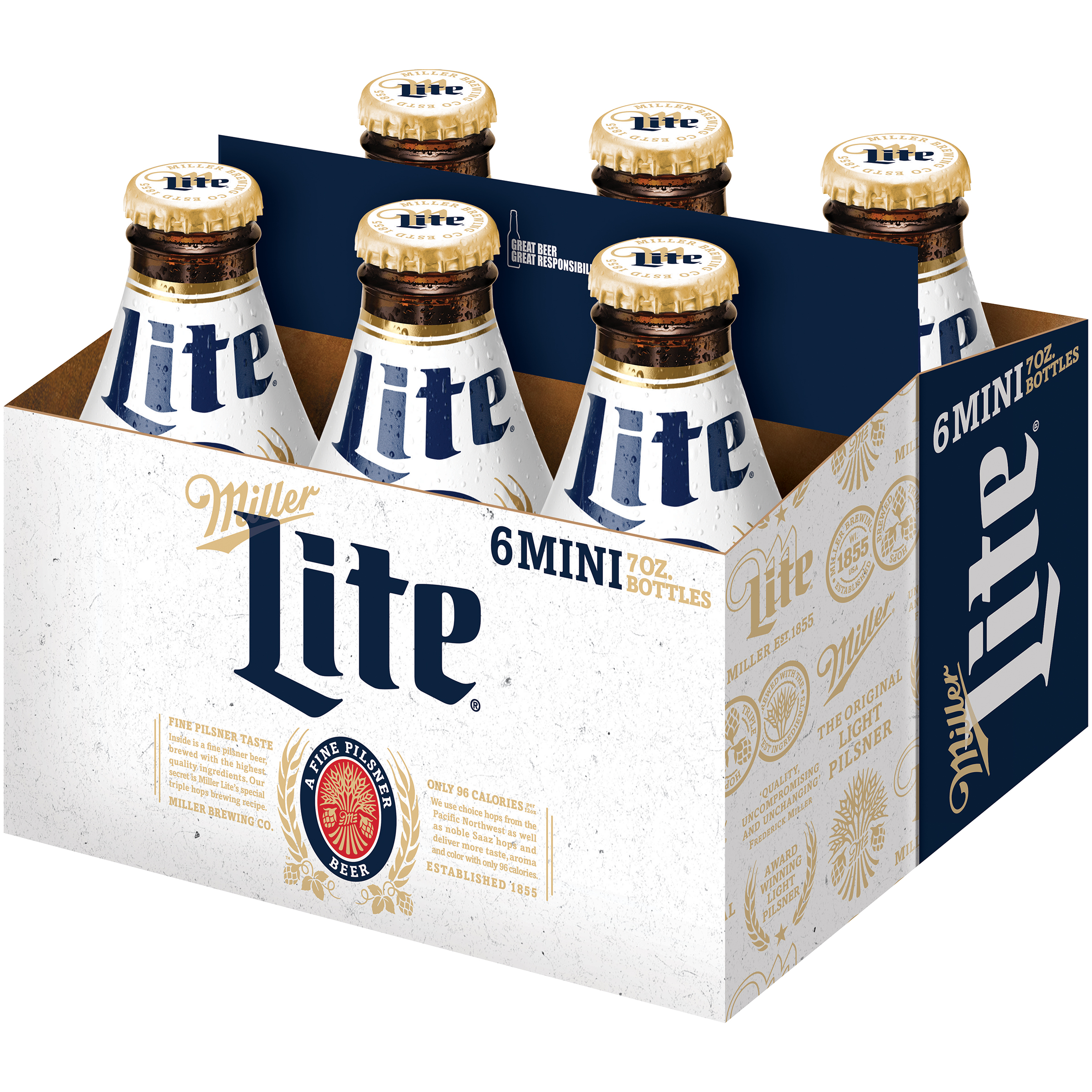 Miller Lite Beer, American Lager, 6 Pack Light Beer, 7 Fl. Oz. Bottles, 4.2% ABV