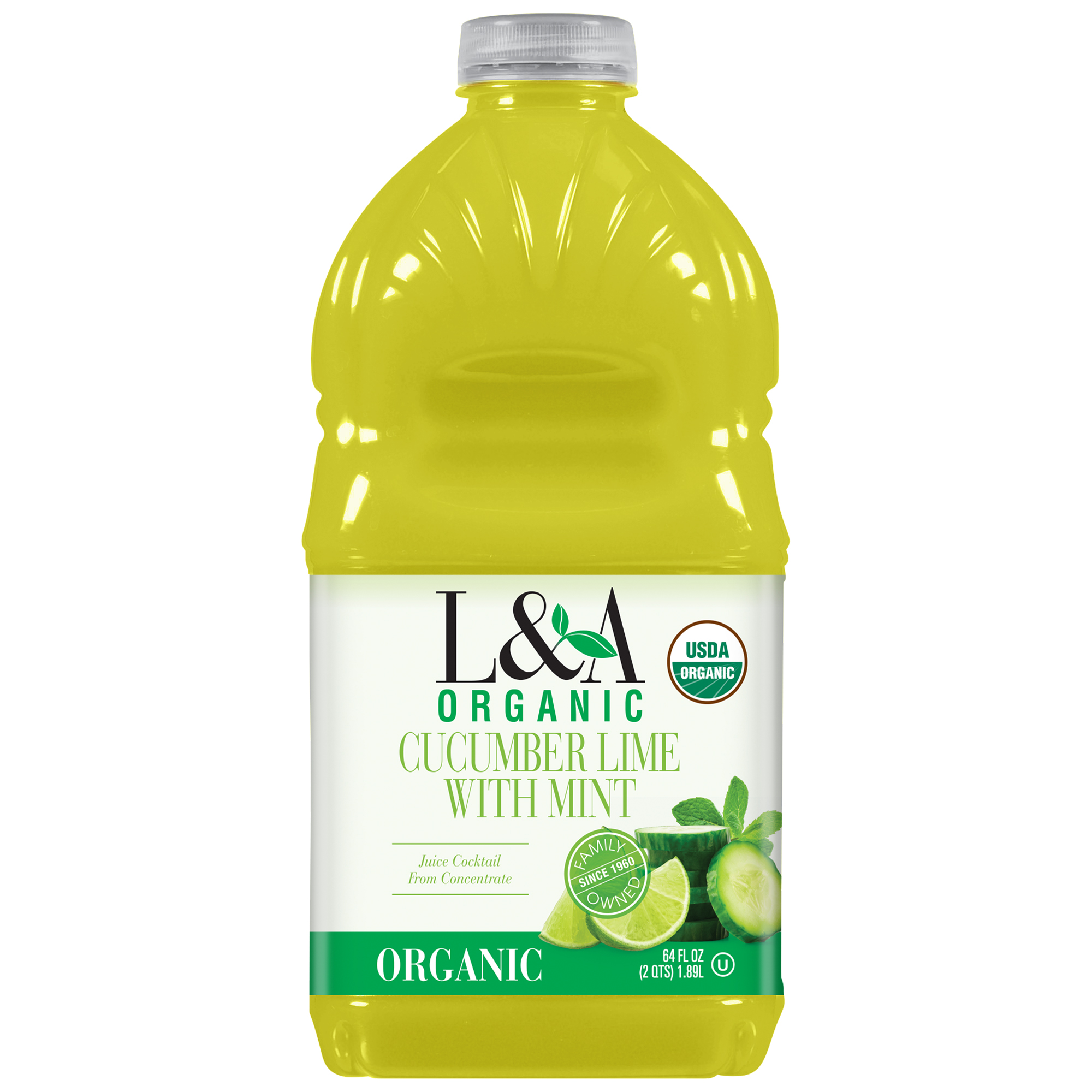 (8 Pack) L&a 100% Organic Juice, Cucumber Lime W/ Mint Cocktail, 64 Fl Oz, 1 Count
