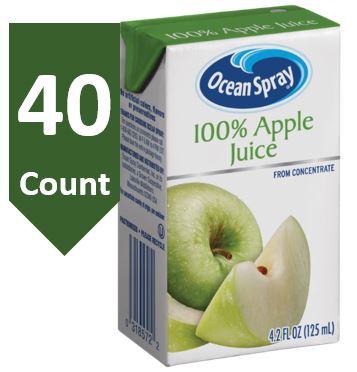 Ocean Spray 100% Apple Juice 4.2 Fl. Oz. Boxes, PK40