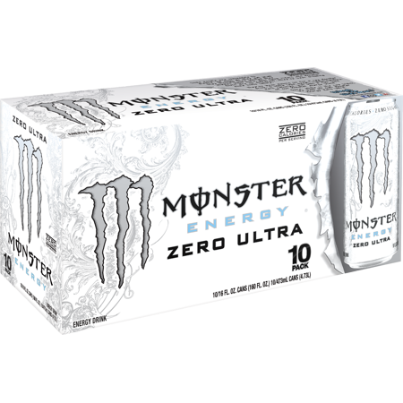 Monster Energy Zero Ultra  Sugar Free Energy Drink  16 Fl Oz  10 Pack