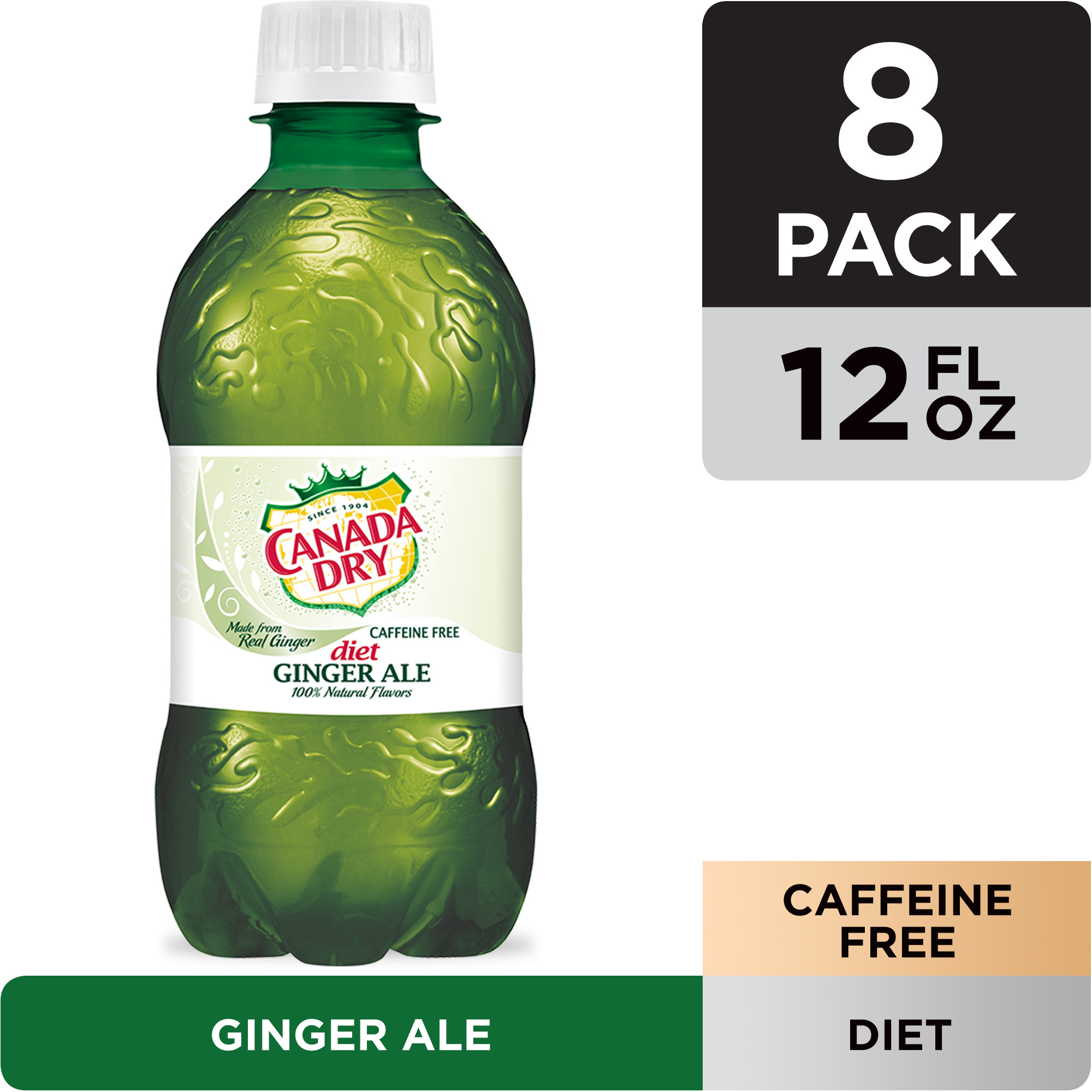 Canada Dry Zero Sugar Ginger Ale Soda Pop  12 Fl Oz  8 Pack Bottles