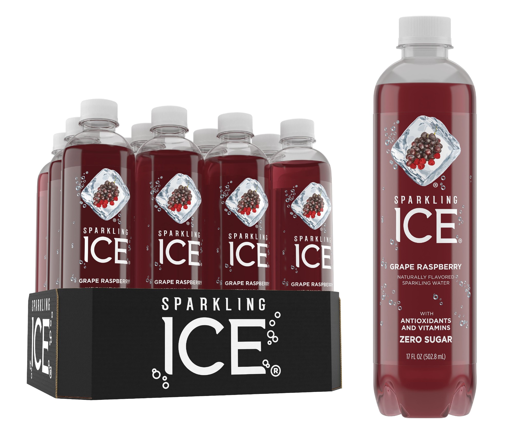 Sparkling Ice® Naturally Flavored Sparkling Water  Grape Raspberry 17 Fl Oz  (Pack of 12)