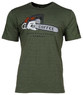 60575796 Bass Pro Shops Coffee Chainsaw Short-Sleeve T-Shirt for Men - Olive Heather - Small