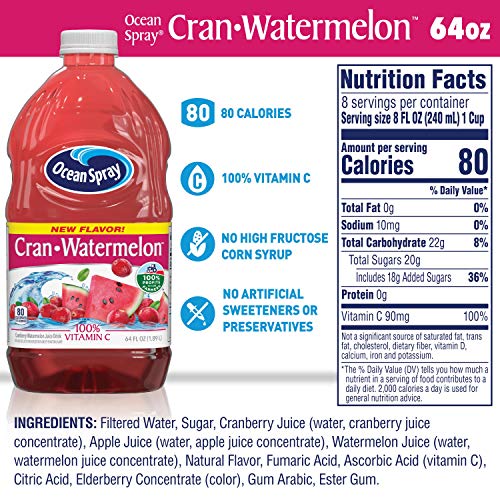 Ocean Spray, Cran Watermelon Juice Drink, 64 Oz (Case of 8) thumbnail