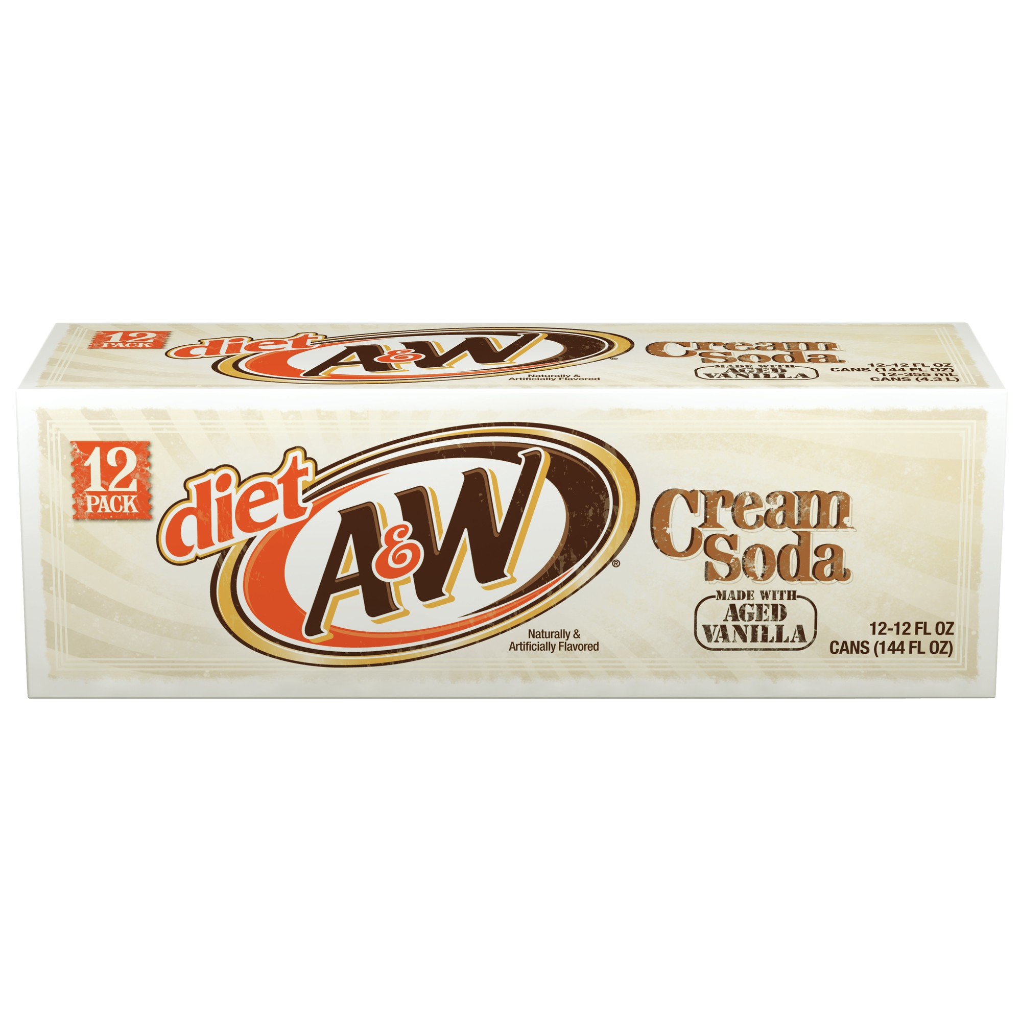 A&W Zero Sugar Cream Soda Pop  12 Fl Oz  12 Pack Cans