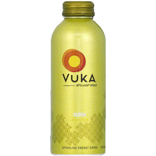 Vuka Renew Mango Peach Energy Drink, 16 Fl Oz, (Pack of 12)