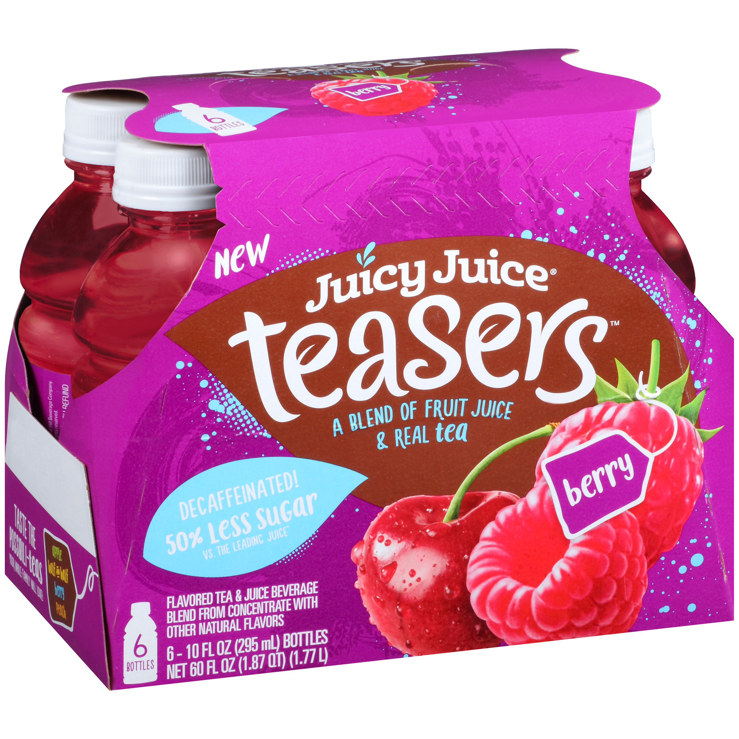 Juicy Juice Teasers Berry Flavored Tea & Fruit Beverage, 10 Fl. Oz., 6 Count