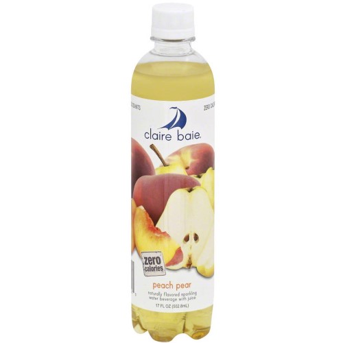 Claire Baie Peach Pear Carbonated Water, 17 Fl Oz, 12 Ct