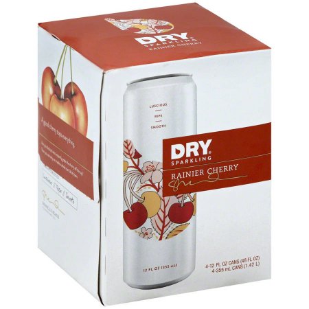 Dry Sparkling Rainier Cherry Soft Drinks, 12 Fl Oz, 4 Pack, (Pack of 6)
