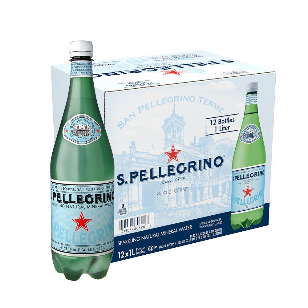 S.Pellegrino Sparkling Natural Mineral Water, 33.8 Fl Oz. Glass Bottle (12 Pack)