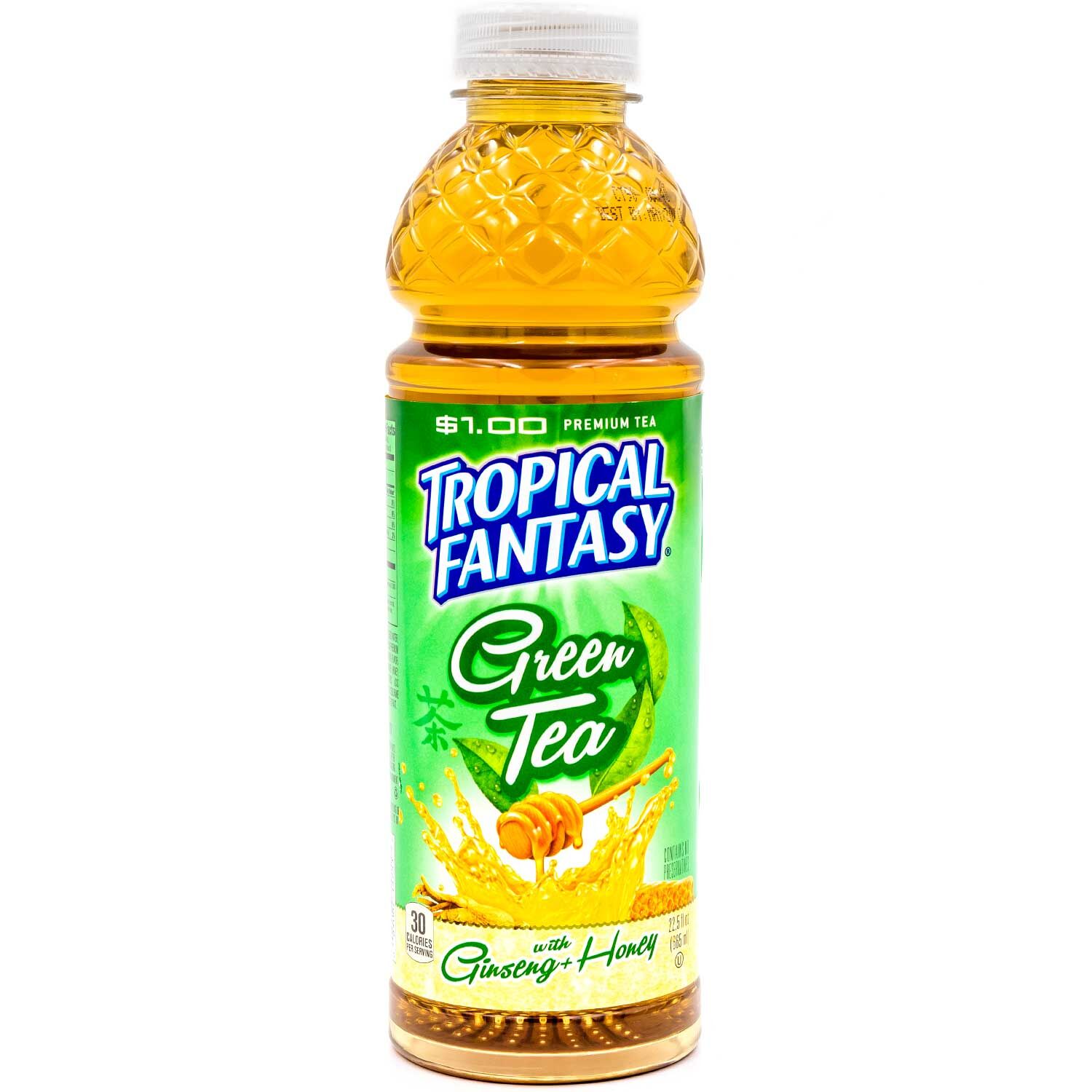 Tropical Fantasy Green Tea, Honey & Ginseng, 22.5 Fl Oz (Case of 24)