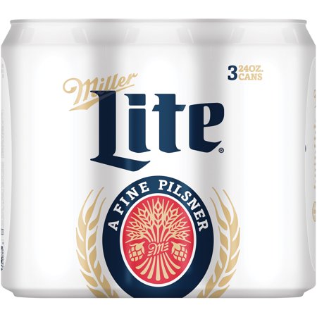 Miller Lite Beer, American Lager, 3 Pack Light Beer, 24 Fl. Oz. Cans, 4.2% ABV