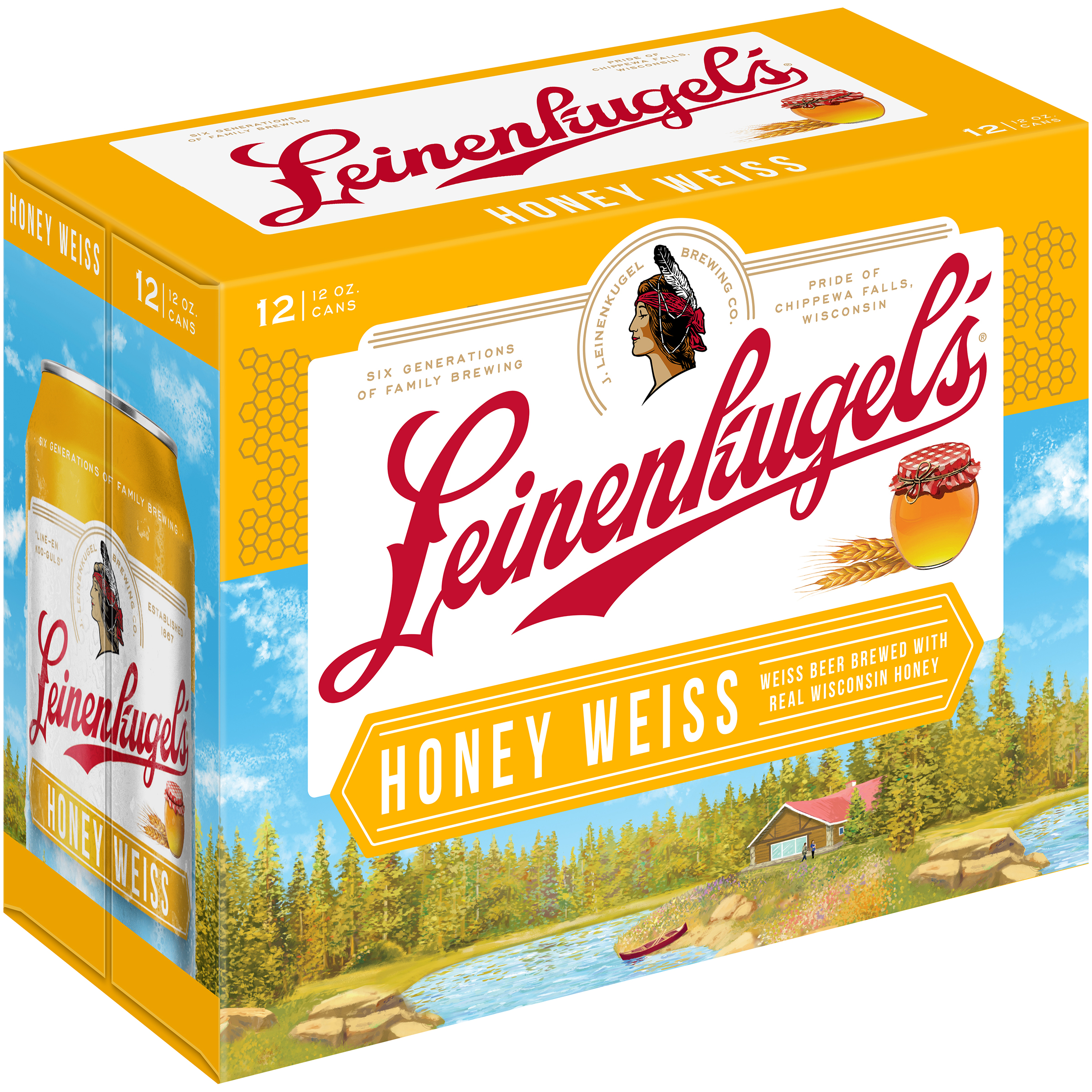 Leinenkugel's Honey Weiss Lager Beer, 12 Pack, 12 Fl. Oz. Cans, 4.9% ABV