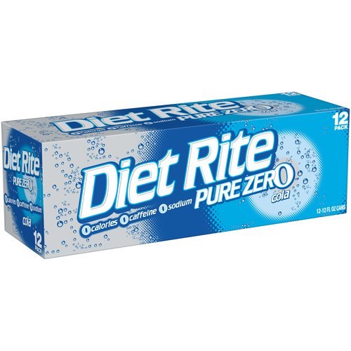 Diet Rite Cola Soda  12 Fl Oz Cans  12 Pack