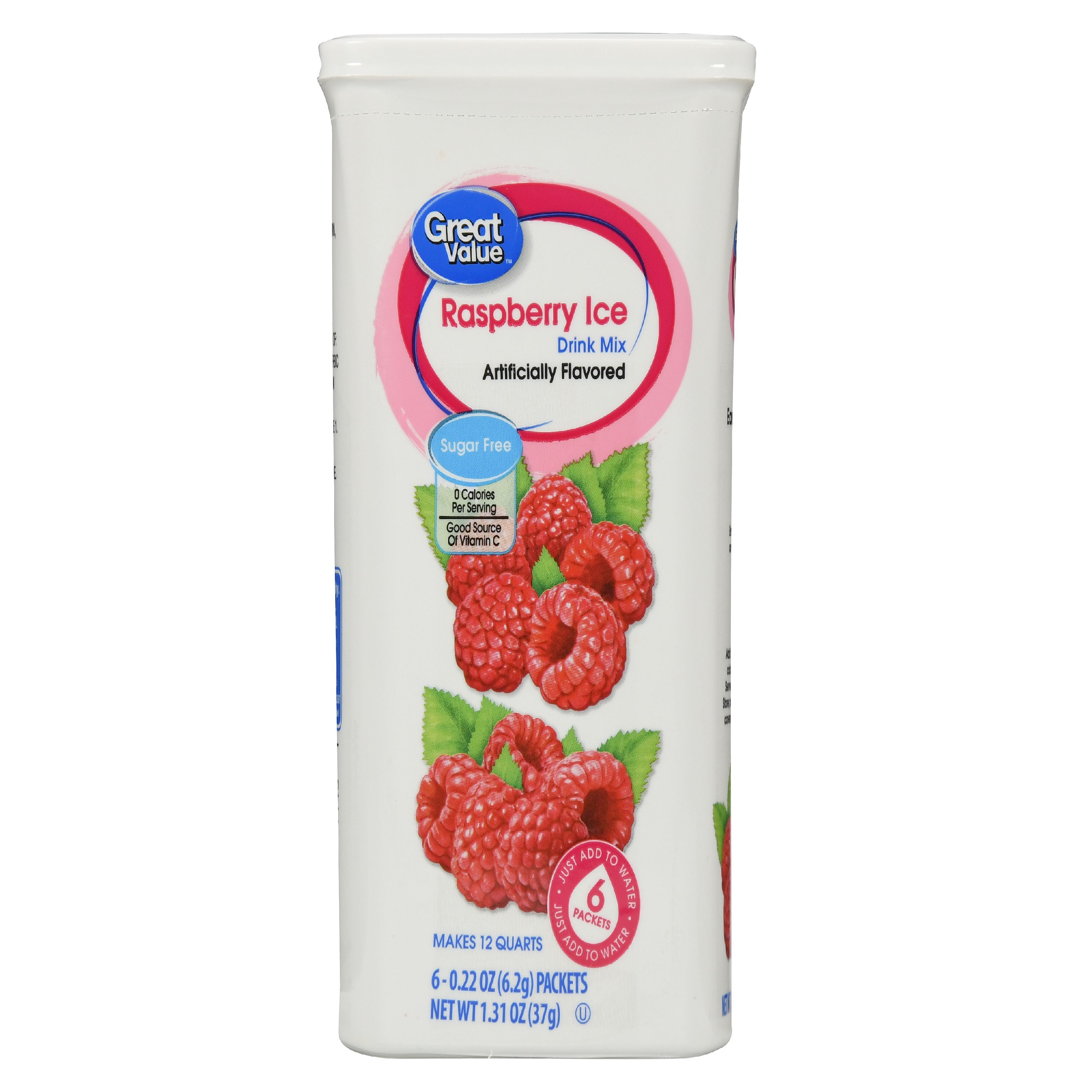 Great Value Sugar-Free Raspberry Ice Drink Mix, 0.22 Oz., 6 Count Image