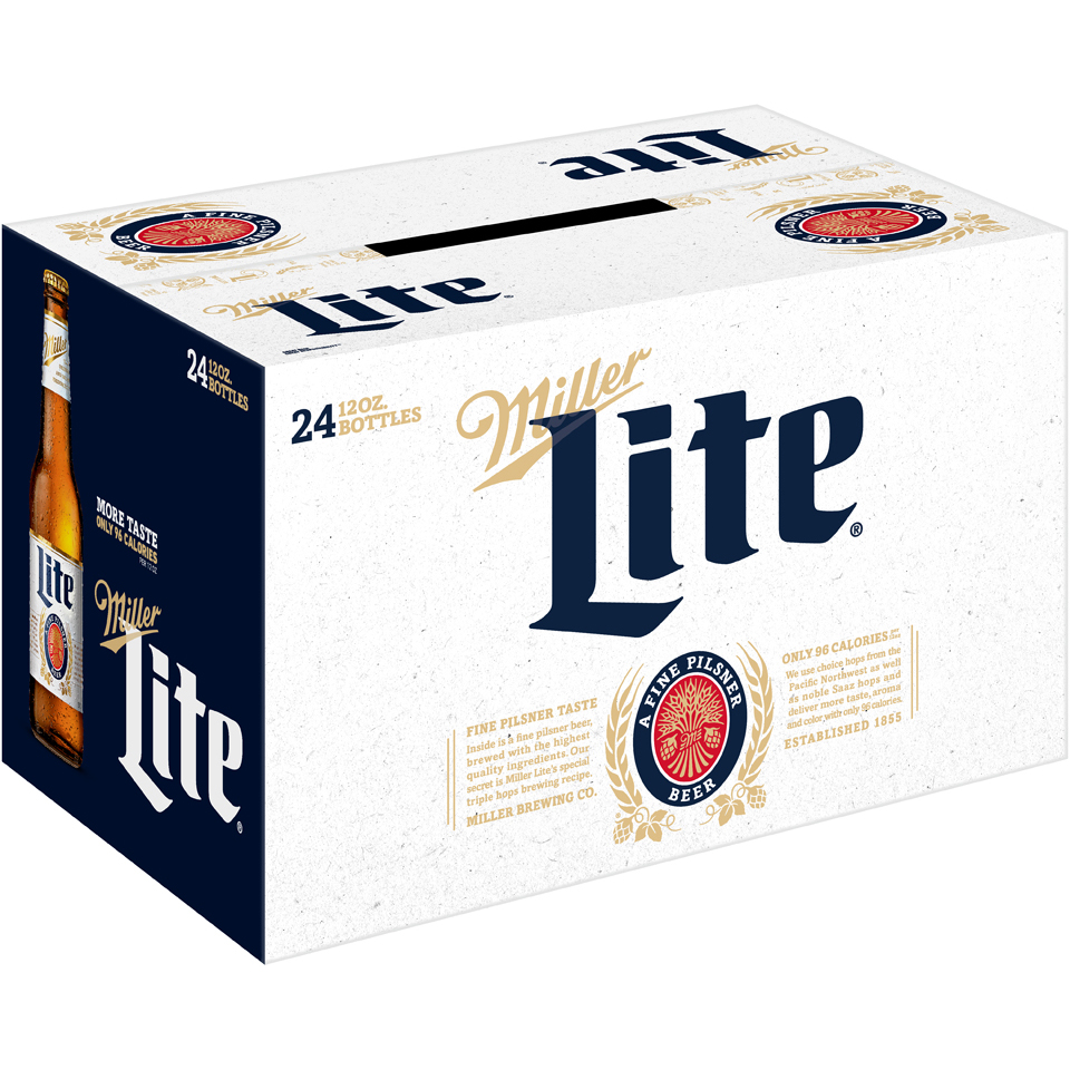 Miller Lite Beer, American Lager, 24 Pack Light Beer, 12 Fl. Oz. Bottles, 4.2% ABV