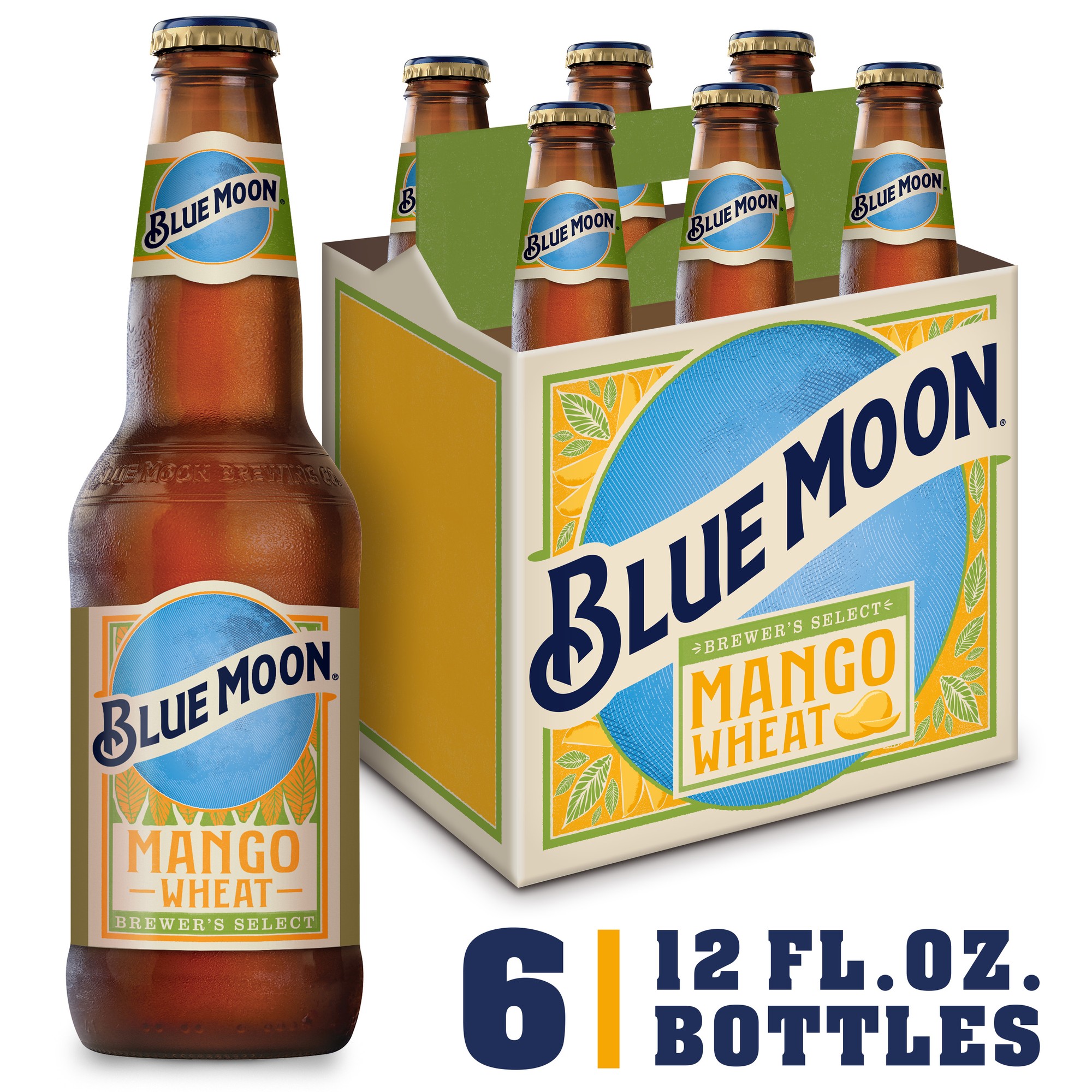 Blue Moon Mango Wheat Ale Beer, 6 Pack, 12 Fl. Oz. Bottles, 5.4% ABV