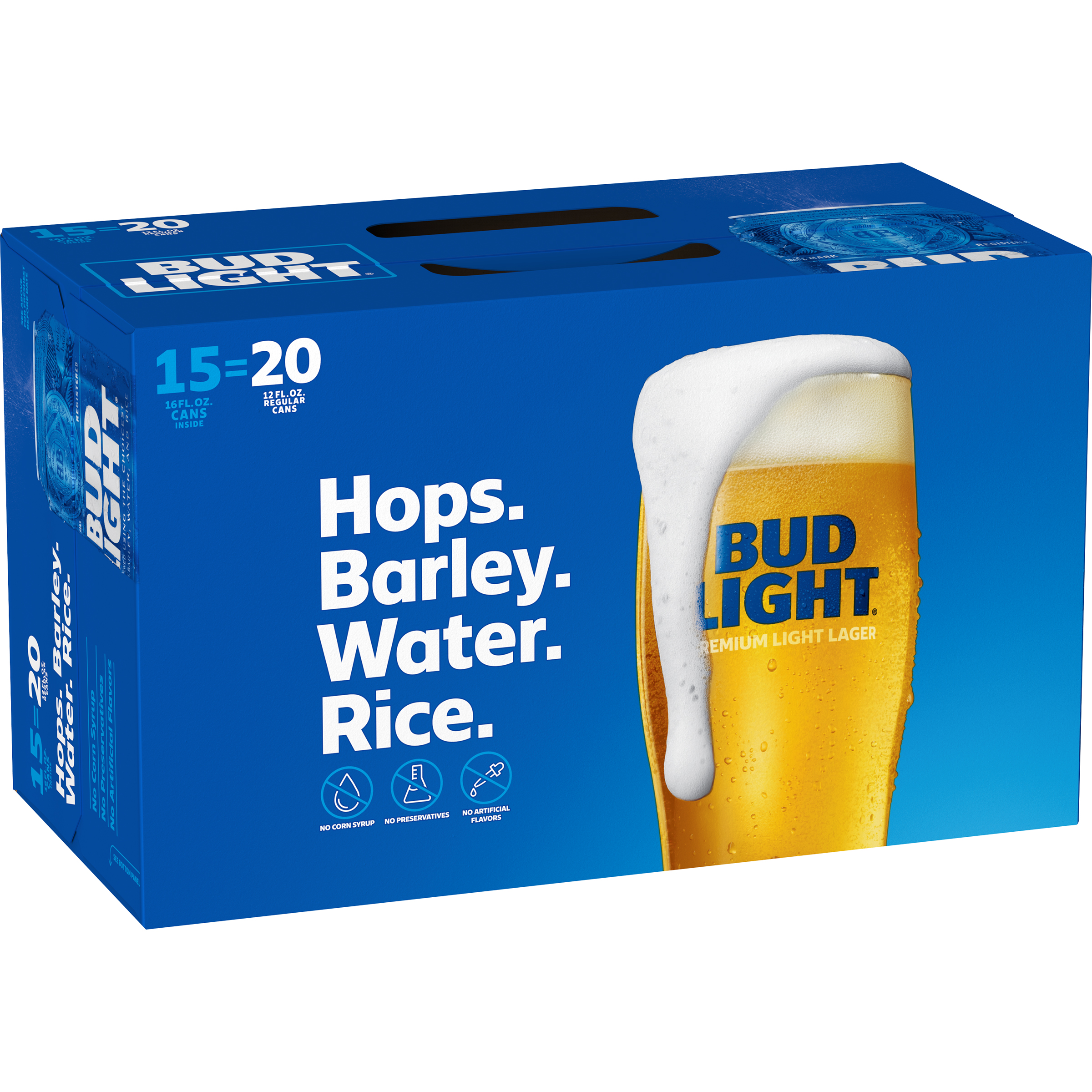 Bud Light Beer, Light Lager, Premium - 16.0 Fl Oz X 15 Pack