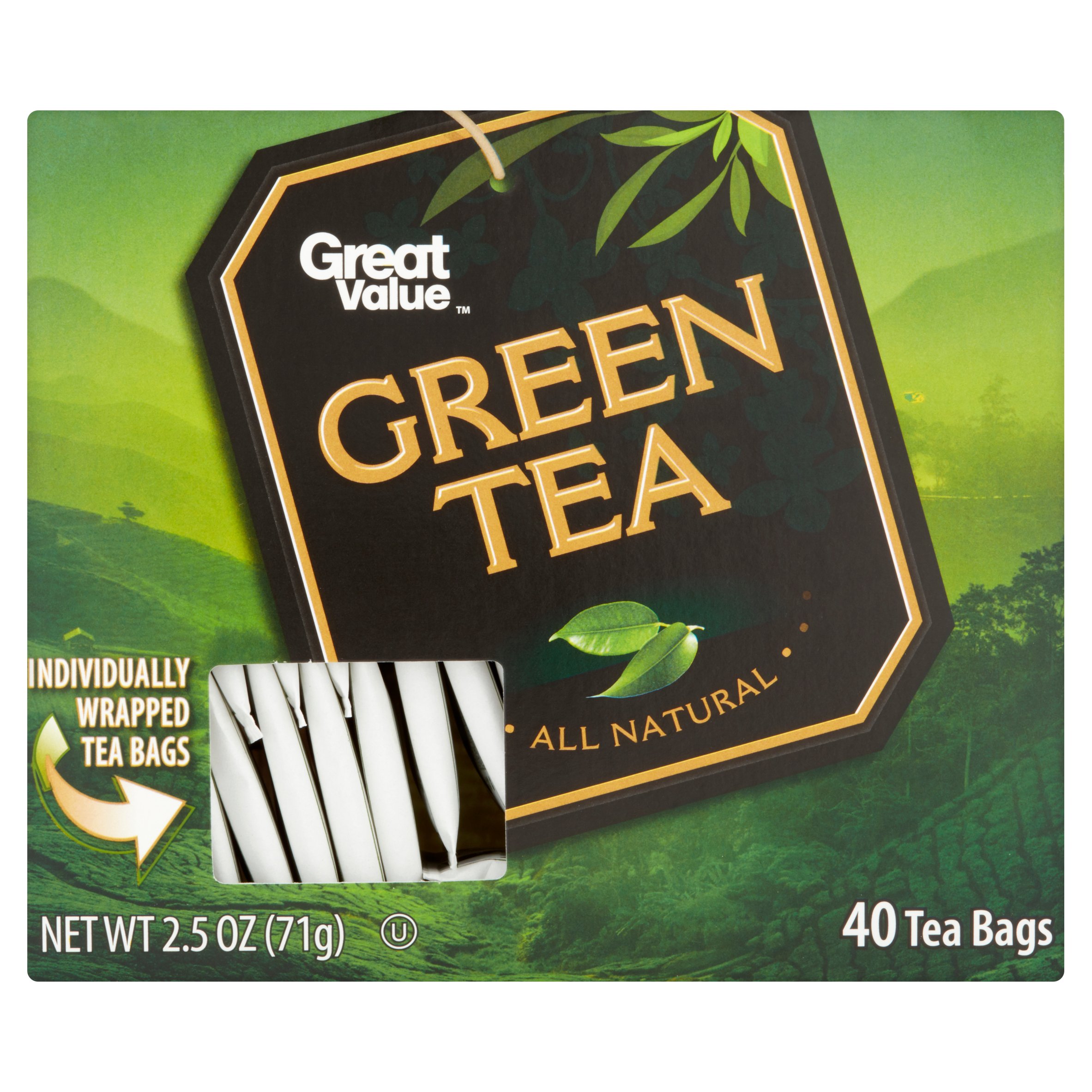 (4 Boxes) Great Value Green Tea, Tea Bags, 40 Count