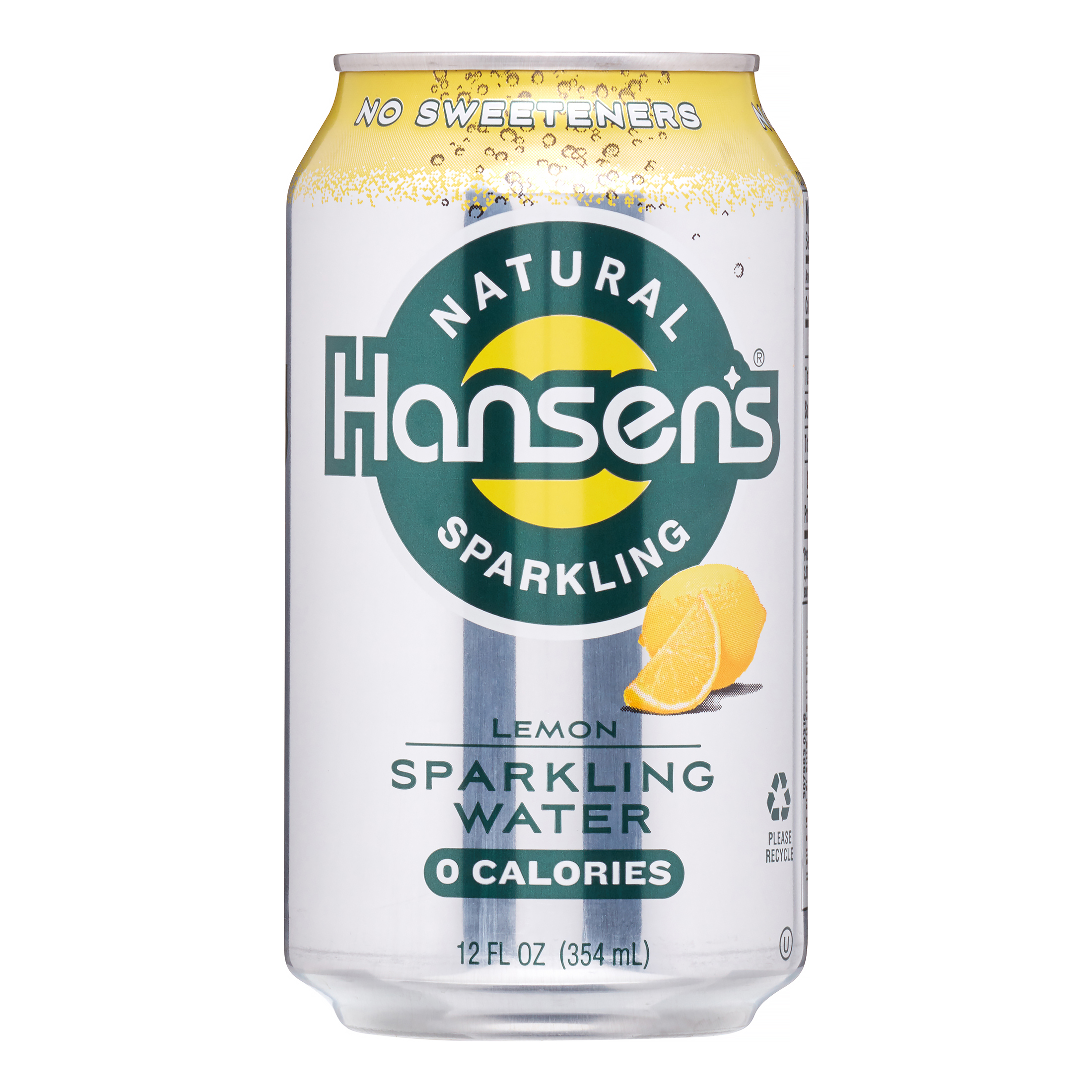 Hansen's Lemon Carbonated Sparkling Water, 12 Fl Oz, 8 Pack