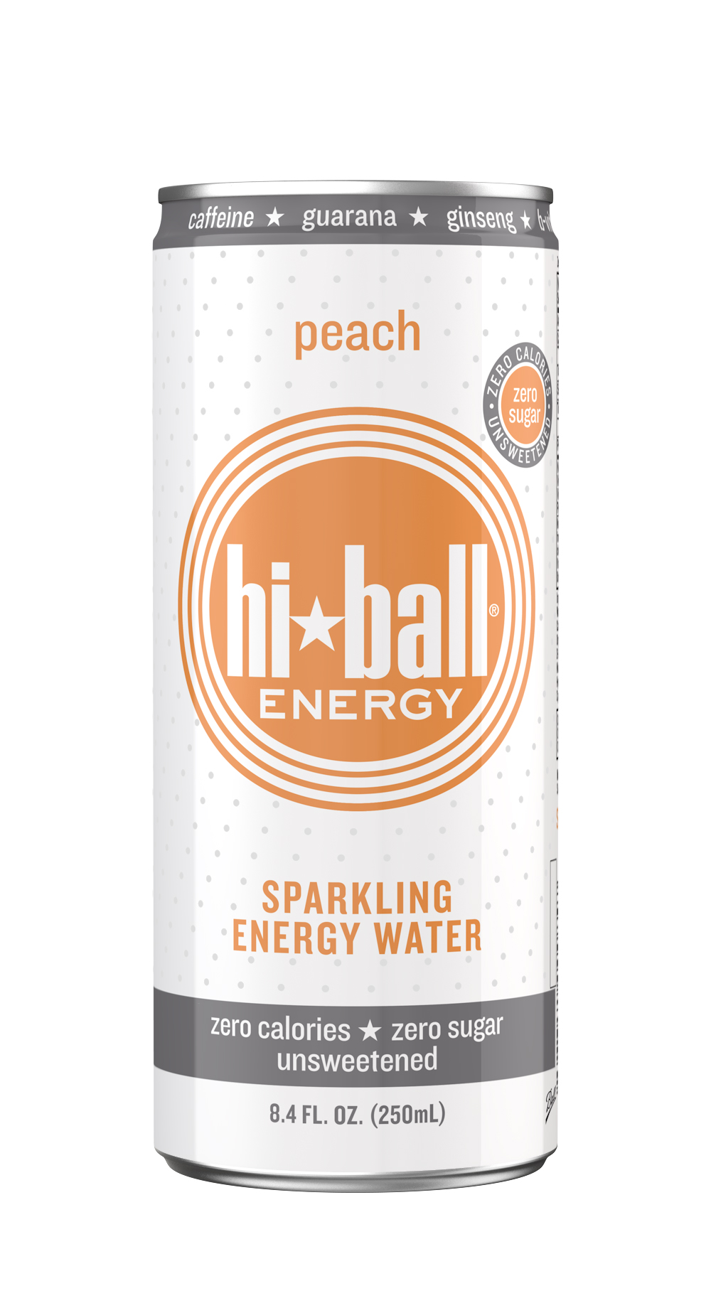 Hiball Sparkling Energy Water, Peach, 8.4 Fl Oz (Case of 24)