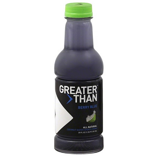 Greater Than Berry Blue Coconut Water Sports Drink, 20 Fl Oz, (Pack of 12)